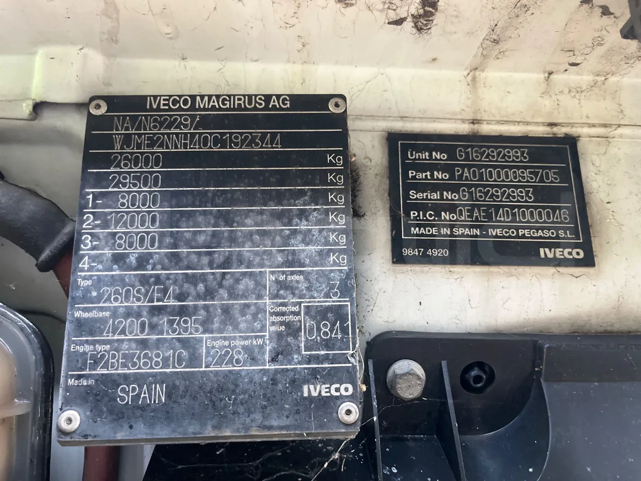 Iveco Magirus A260S/E4 FARID T1SM25 - Euro5 - 228kW - 9.685mt - chassis VIN photo