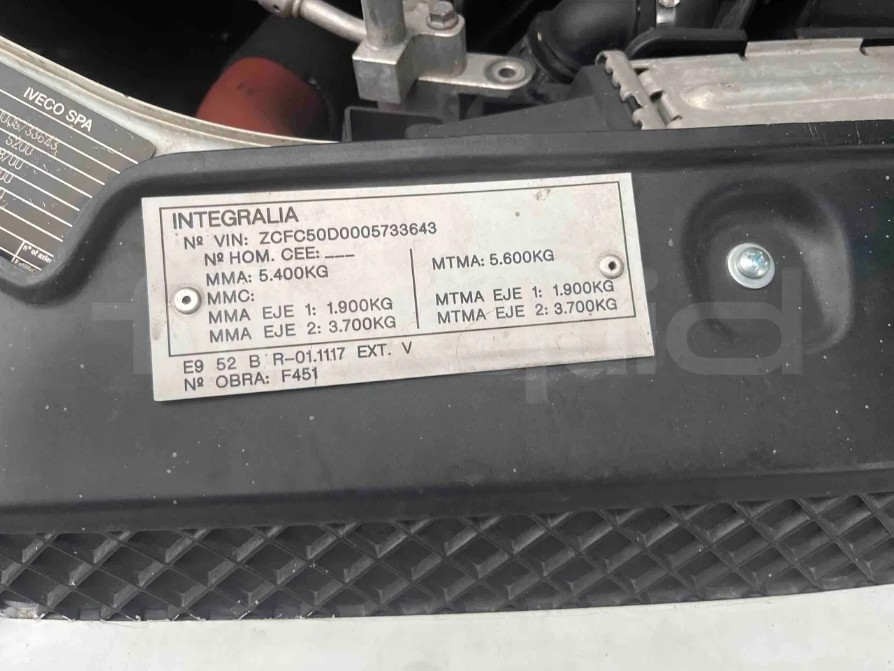 Iveco Daily A50C18 - Euro4  -  130kW - 7.200mt - chassis VIN photo