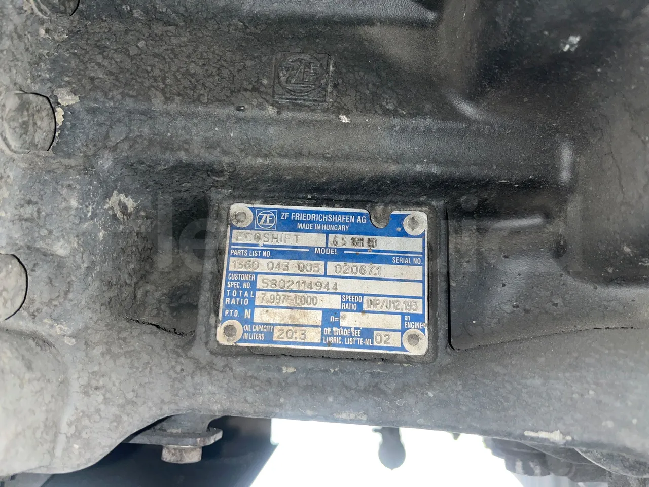 Iveco Crossway CBCWE3-00 - Euro 6 - 265 Kw - 12.962mt - gearbox plate photo