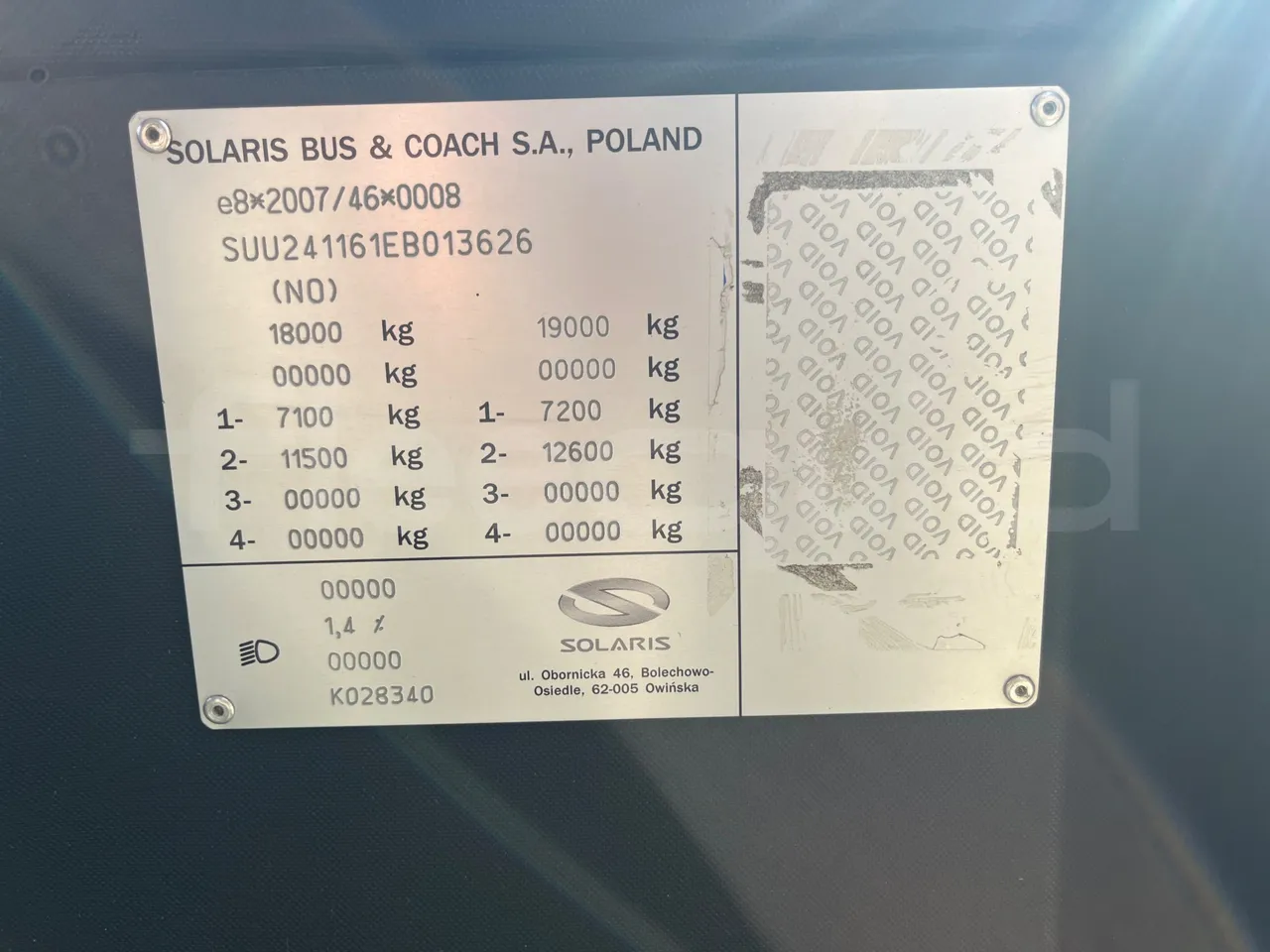 Solaris Urbino 12 - Euro6 - 240kW - 12mt - chassis VIN photo