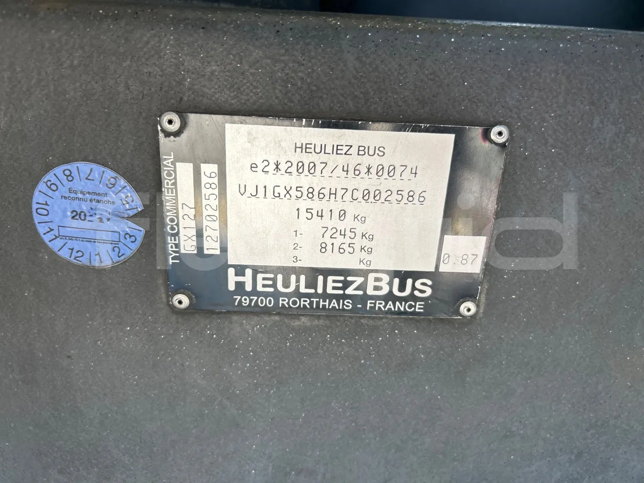 Heuliez GX127 GX127 - EUR5 - 160kW - 9.42m - vehicle plate photo