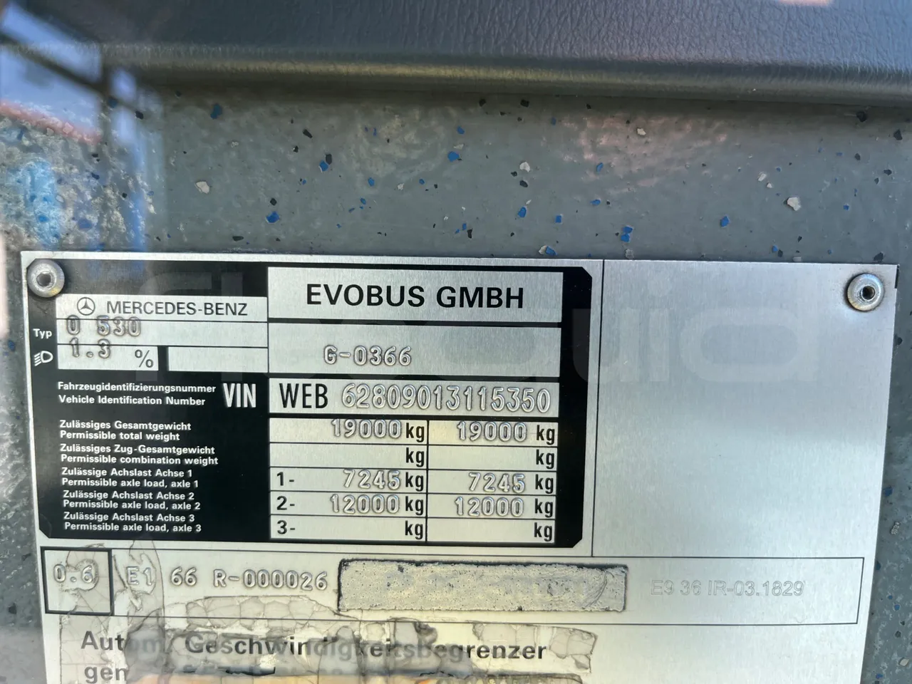 Mercedes-Benz Citaro O530 - Euro4 - 210kW - 11.950m - vehicle plate photo