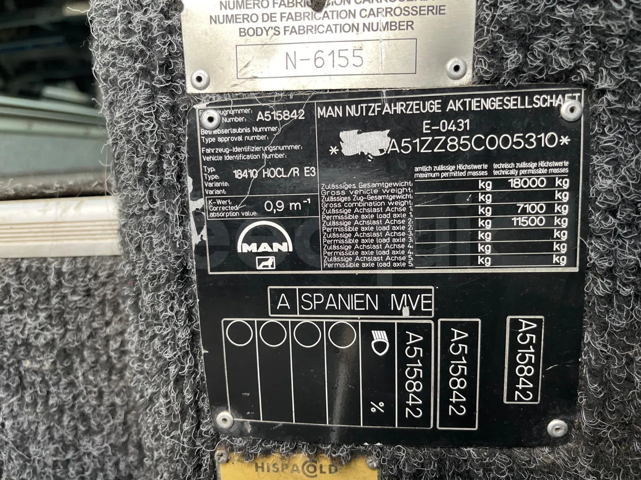 Man Noge Touring345 - EUR3 -  301kW - 13.000m - chassis VIN photo