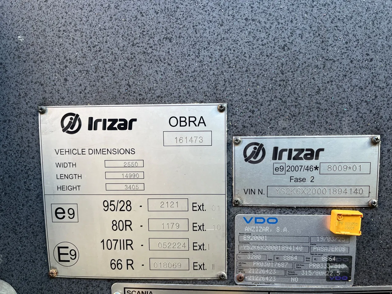 Scania Irizar i4H 14.99 M3 - Euro6 - 302kW - 14.990mt - onboard devices 3