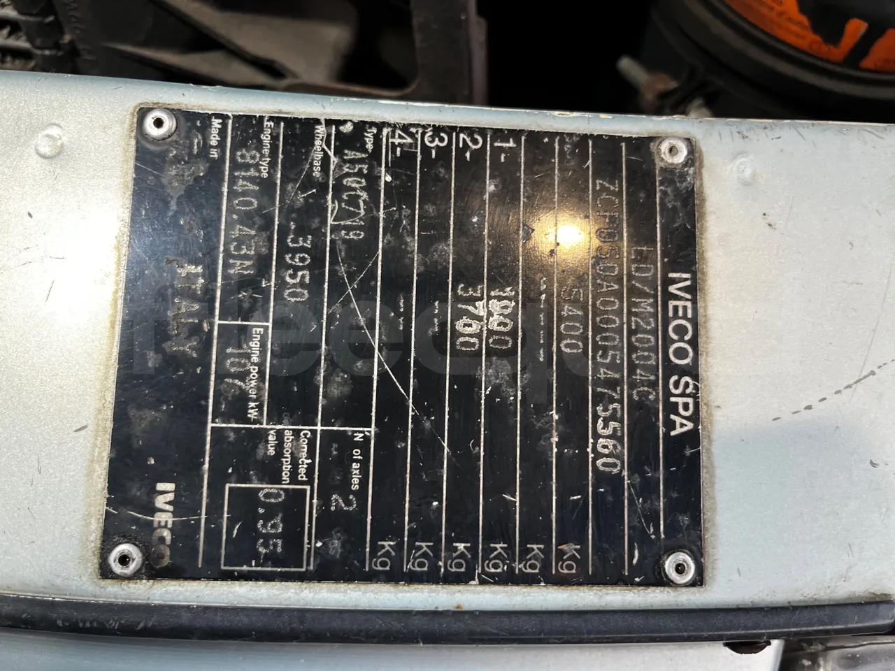 Iveco Daily A50C - Euro3 - 107kW - 6.948mt - chassis VIN photo