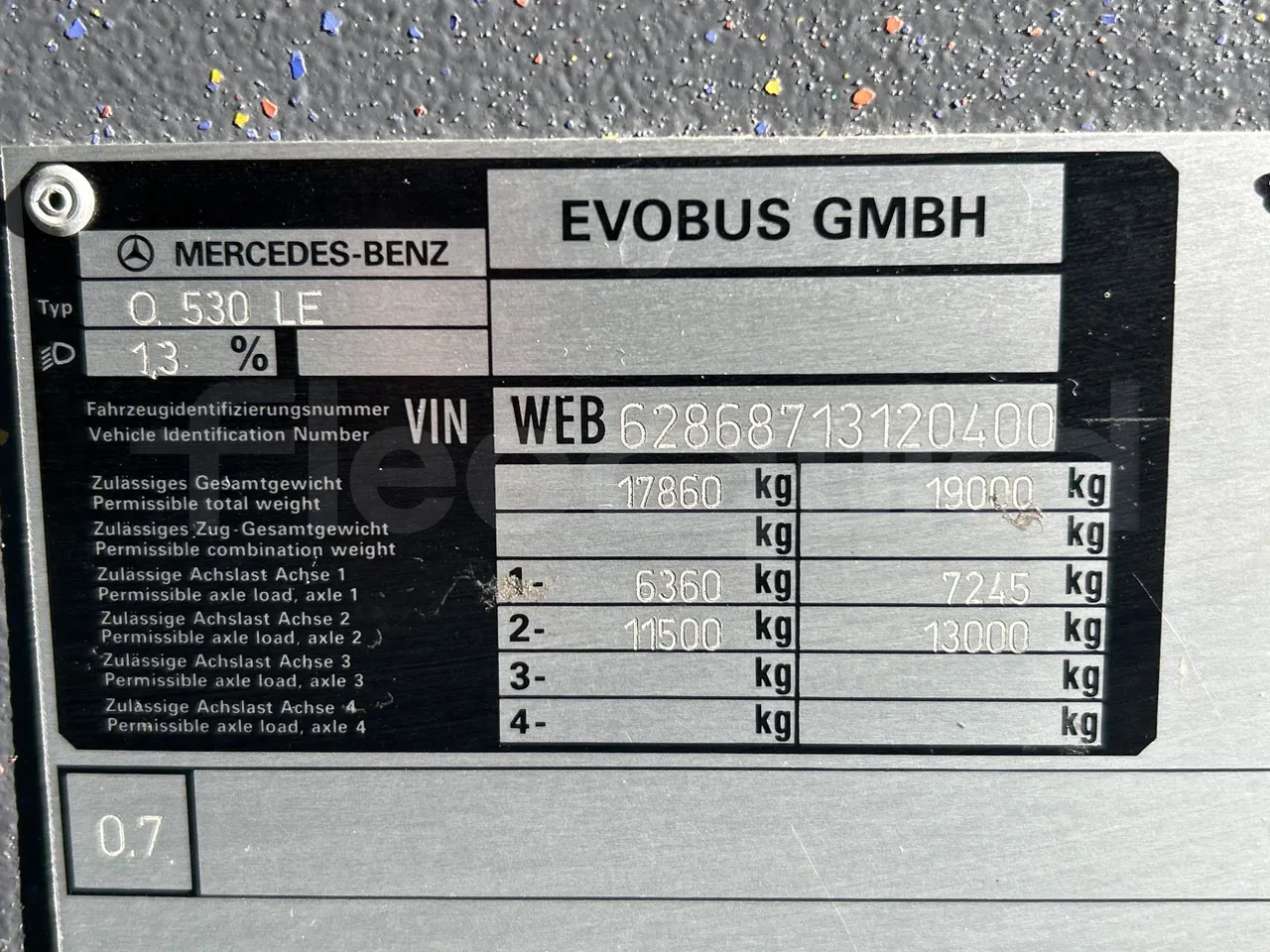 Mercedes-Benz Citaro O 530 LE - Euro5 - 220kW - 13.057mt - vehicle plate photo