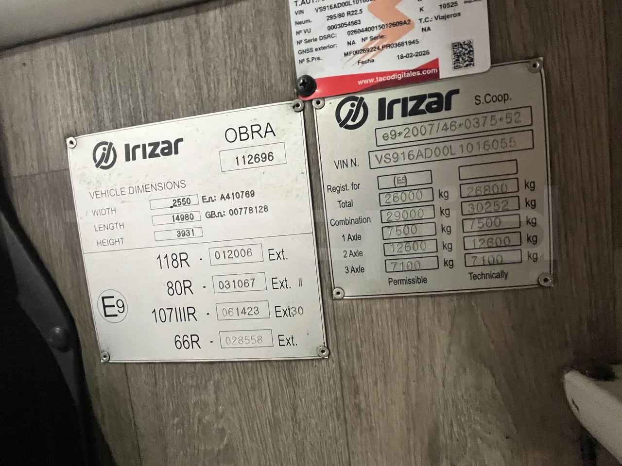 Irizar i6s - Vehicle Plate
