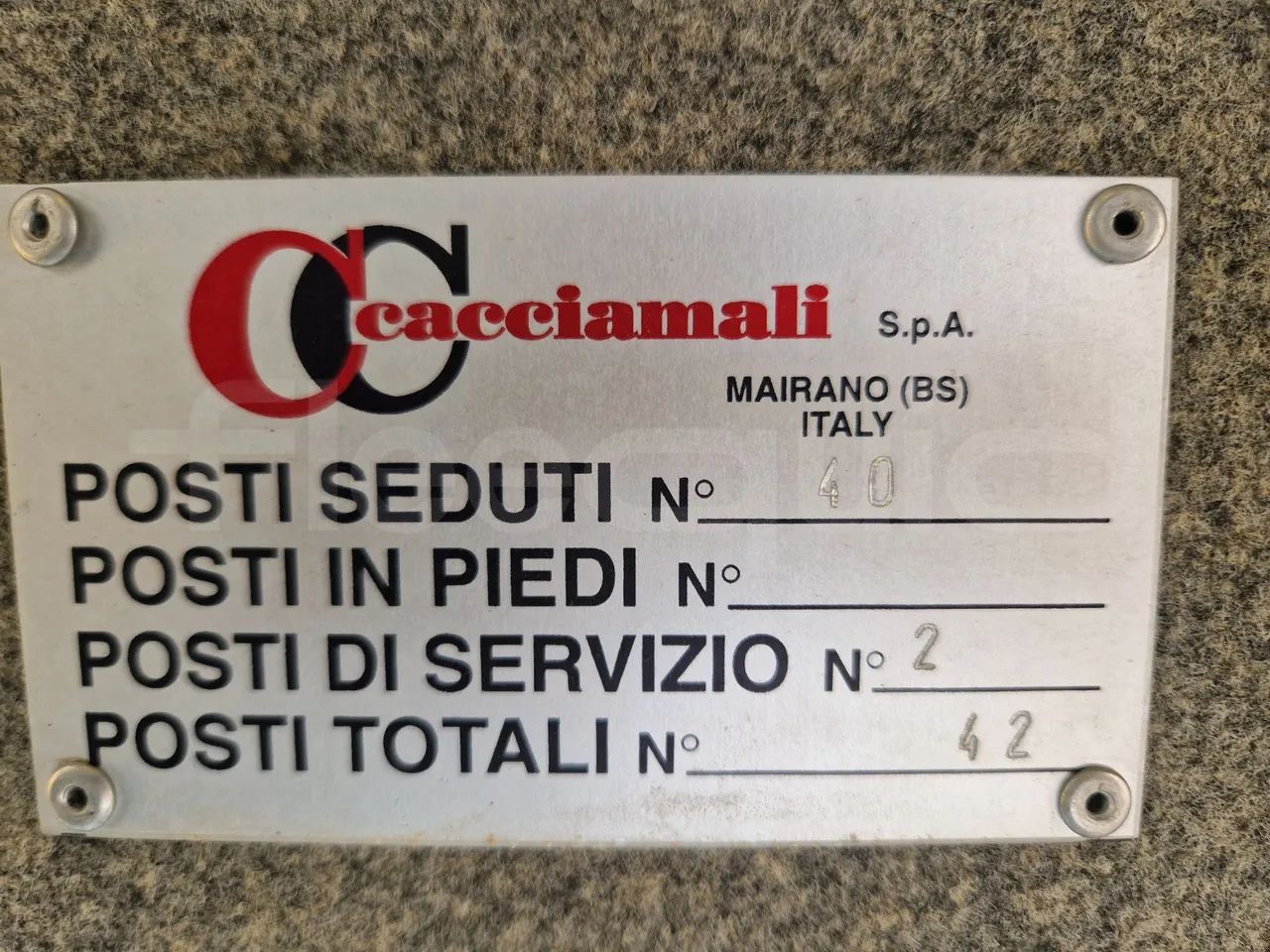 Iveco Cacciamali 65C15/70-EUR3 -107 Kw - 7,92 Mt - seat plate photo