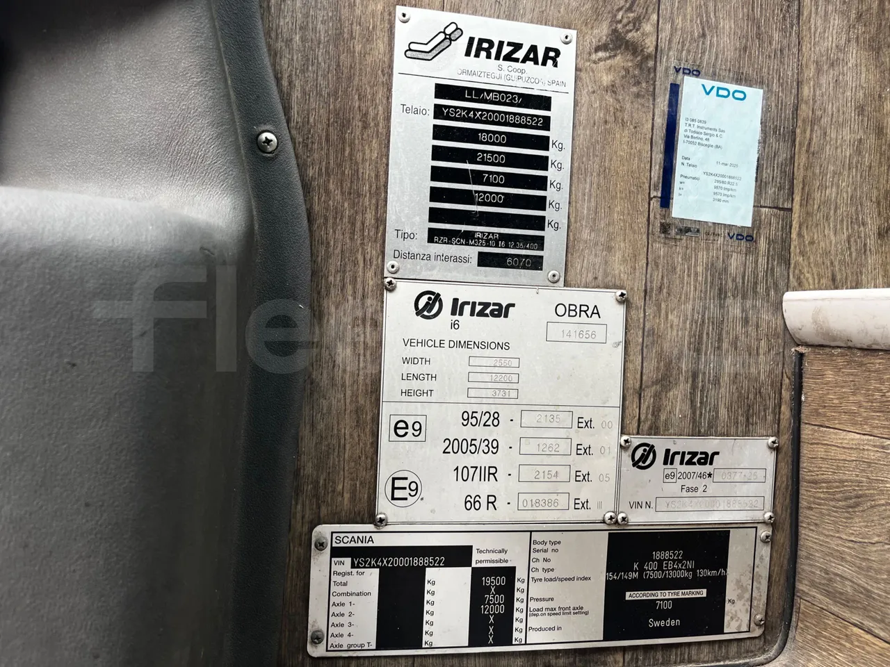 Irizar i6 M325 10 - Euro5 - 294kW - 12.200mt - chassis VIN photo