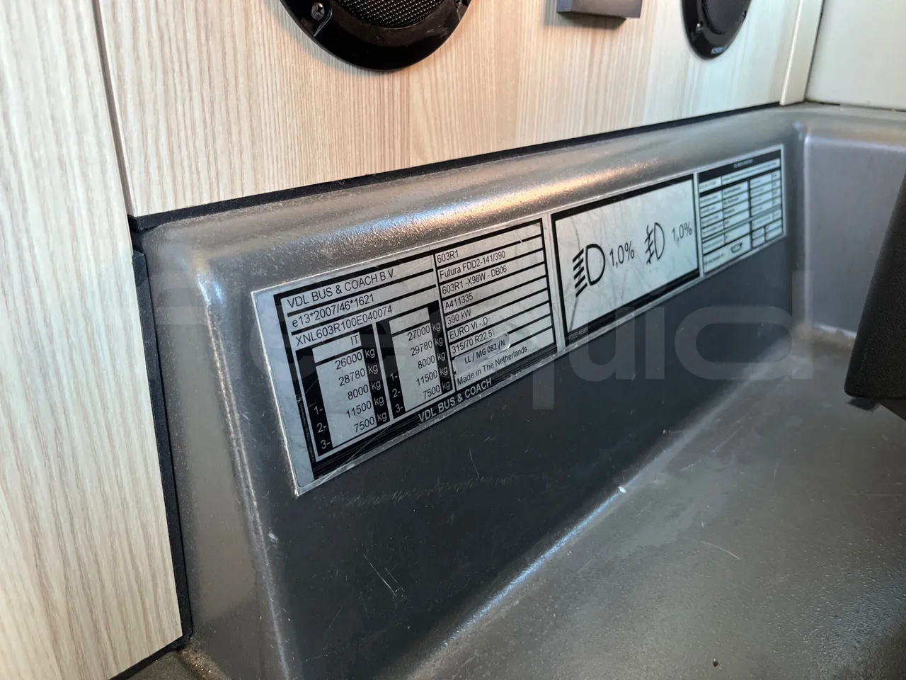 Vdl Futura FDD2 - EUR6 - 390kW - 14.145m - vehicle plate photo