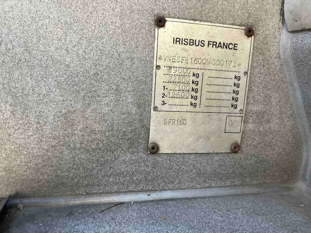 Irisbus Arway SFR160 - Euro5 - 280kW - 11.990mt - vehicle plate photo