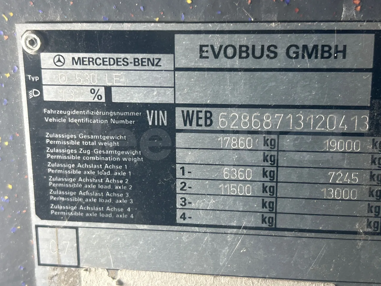 Mercedes-Benz Citaro O 530 LE - Euro5 - 220kW - 13.057mt - vehicle plate photo
