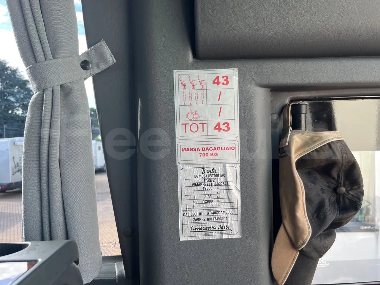 Barbi Galileo HD 40SDAM3500/ Euro 6 - 294 Kw - 10,340 Mt - seat plate photo