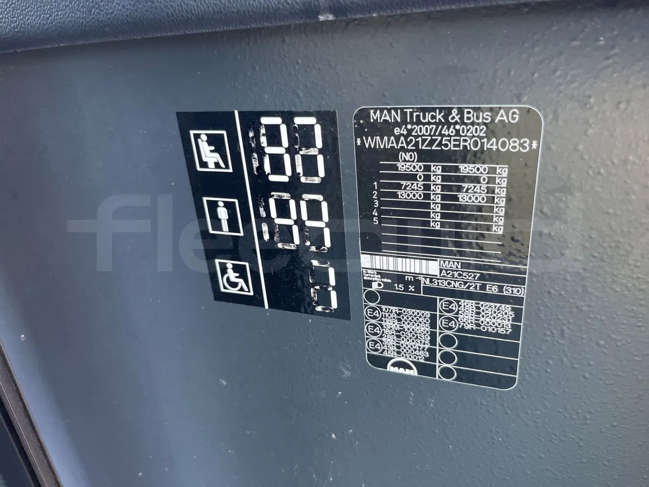 Man Lion's City B.2007.46.010 - Euro6 - 228Kw - 11.98mt - vehicle plate photo