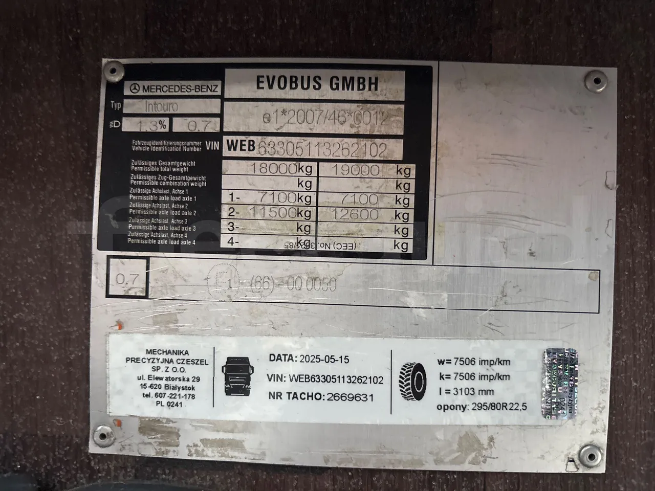 Mercedes-Benz Intouro E - Euro5 - 210kW - 13mt - vehicle plate photo