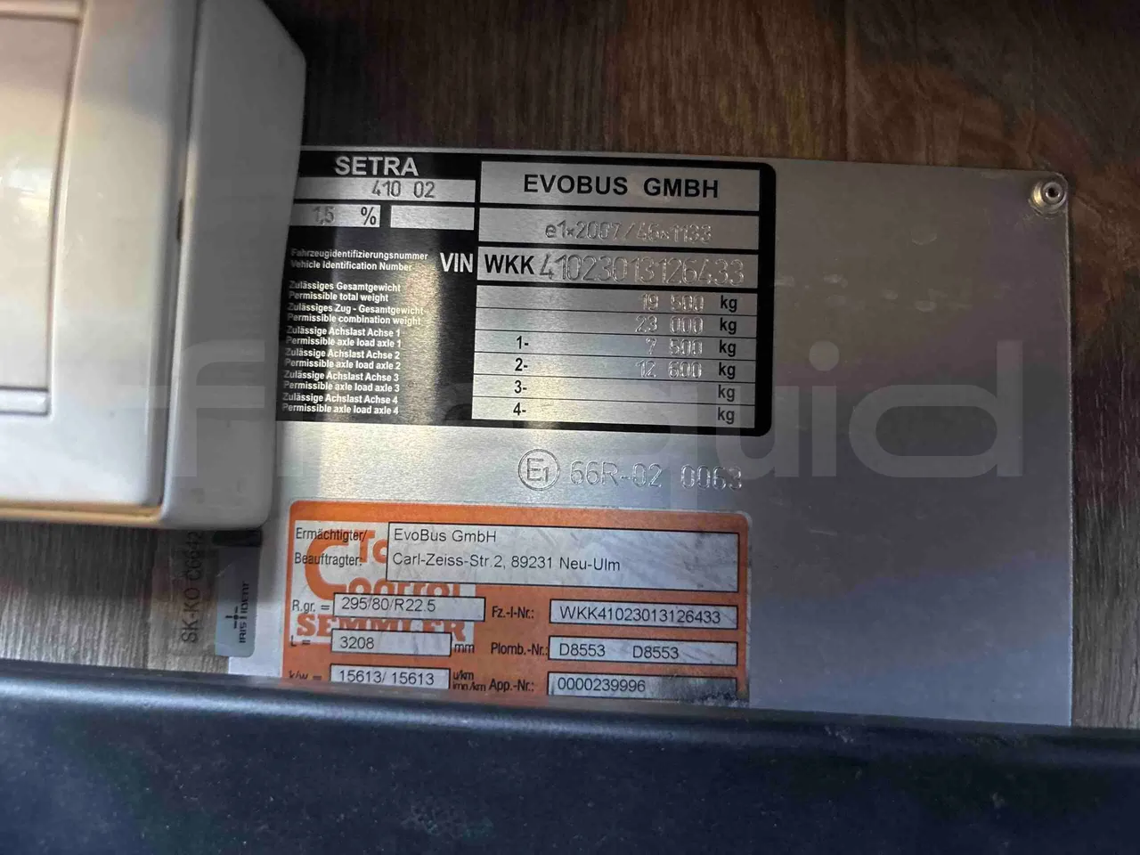 Setra S516 - vehicle plate photo