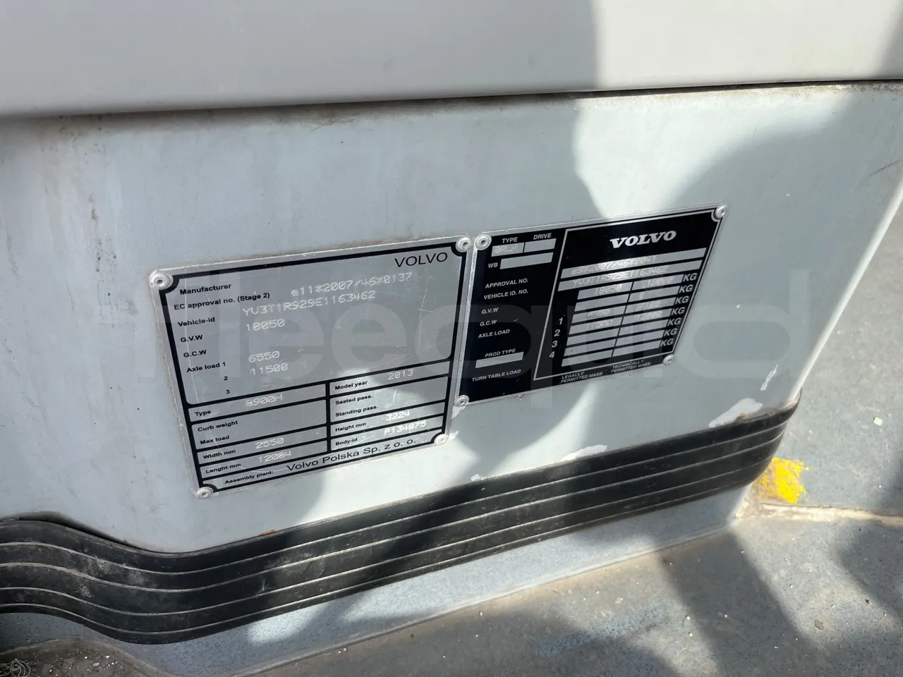 Volvo B4SH 7900 - Euro5 - 161kW - 12.084mt - chassis VIN photo