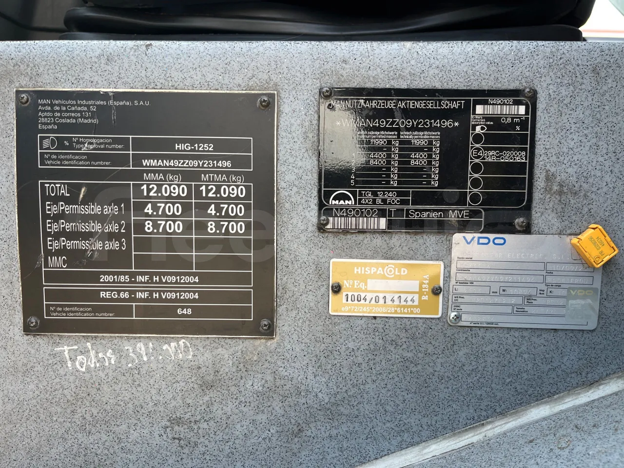 Man STC1 STC1 -EUR5-176kW -9.460m - vehicle plate photo