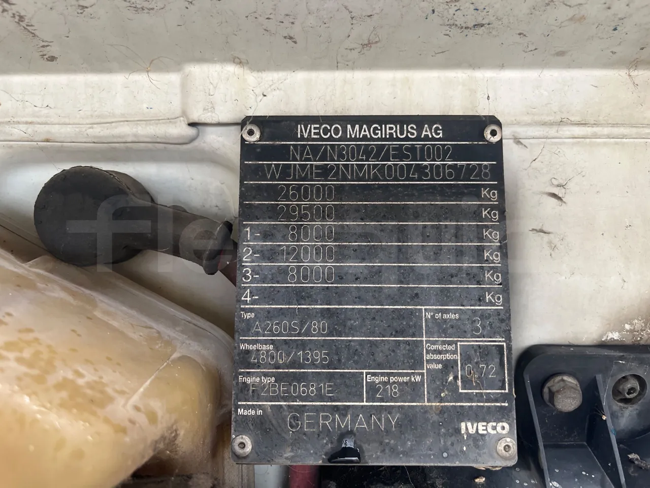 Iveco Magirus A260S/80 - Euro3 - 218kW - 9.450mt - chassis VIN photo