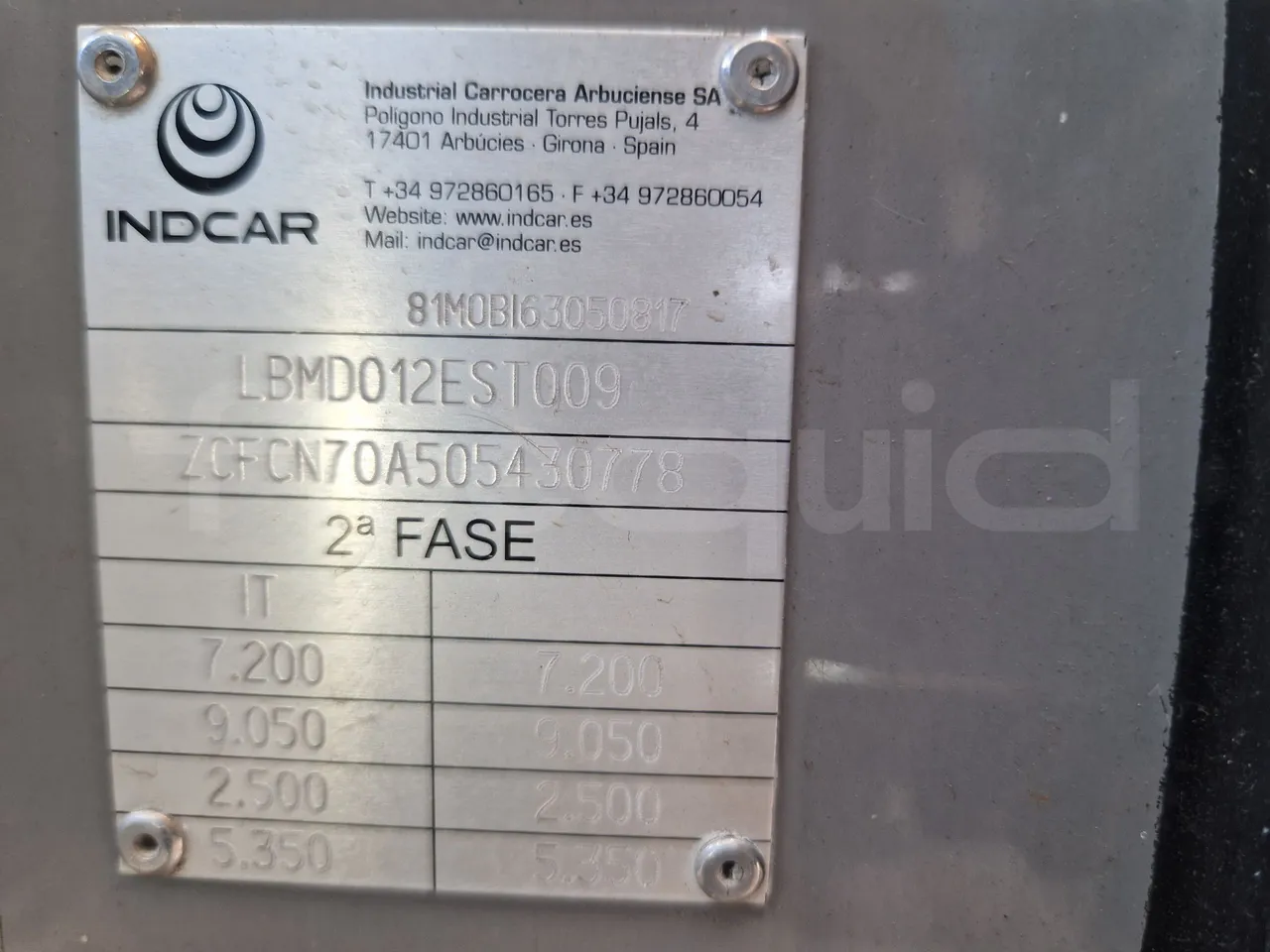 Iveco Indcar WGIVMY11 MOBI SCUOLABUS - EUR6 - 100Kw - 8,592m - chassis VIN photo (mandatory for bus to scrap)