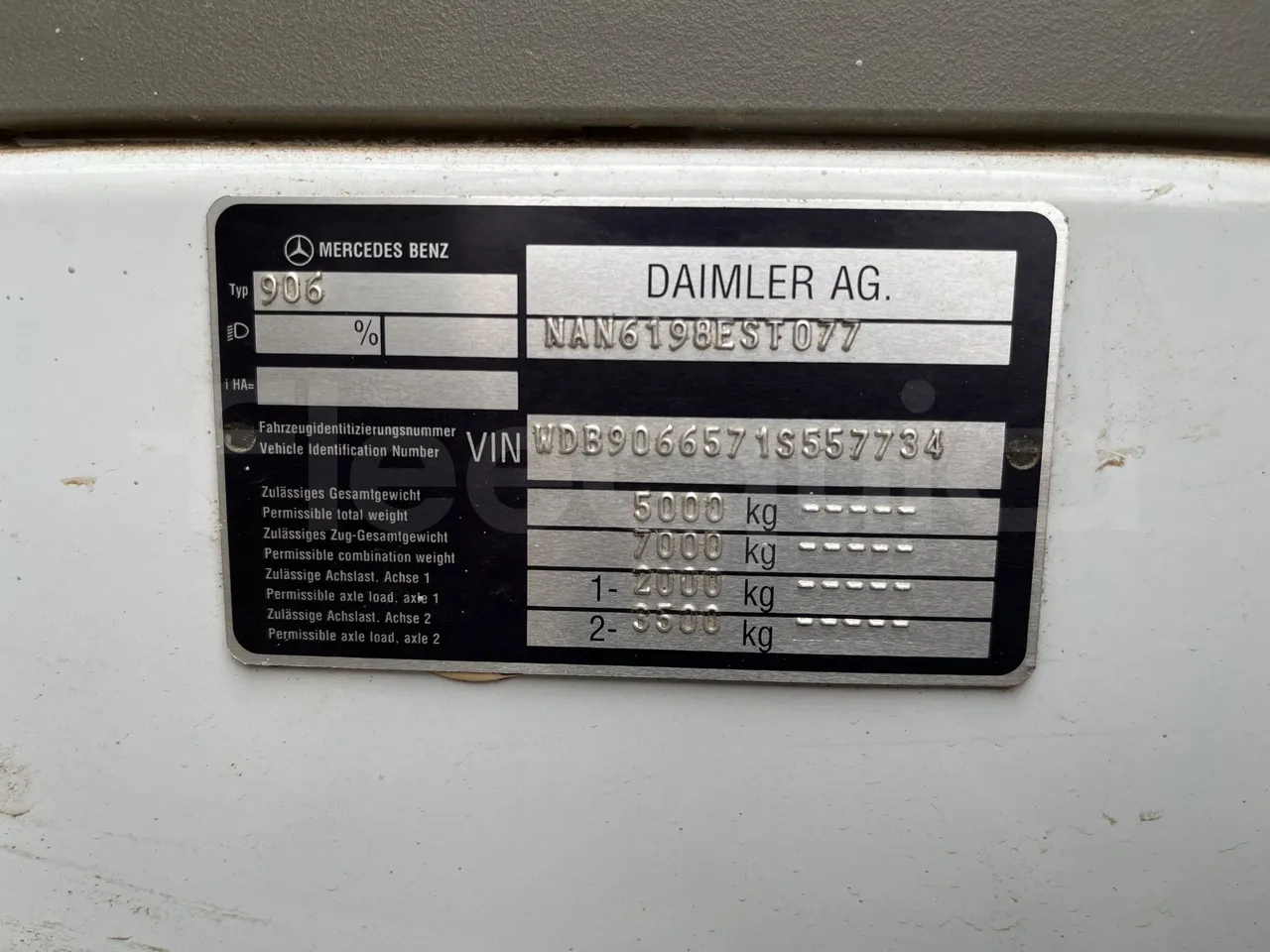 Mercedes-Benz Sprinter 516CDI - EUR5 - 120kW - 7.345m - vehicle plate photo
