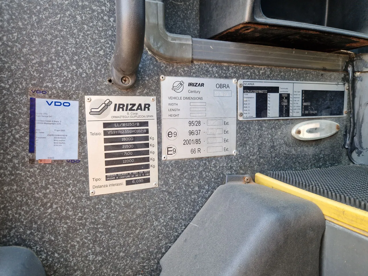 Irizar Scania K380EB - EUR4 - 279kW - 12m - chassis VIN photo (mandatory for bus to scrap)