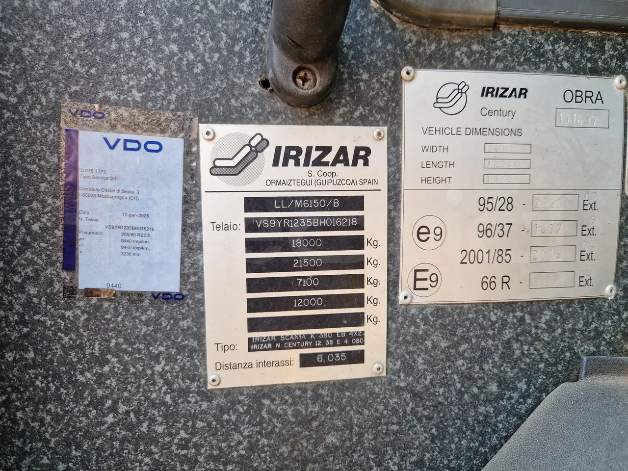 Irizar Scania K380EB - EUR4 - 279kW - 12m - vehicle plate photo