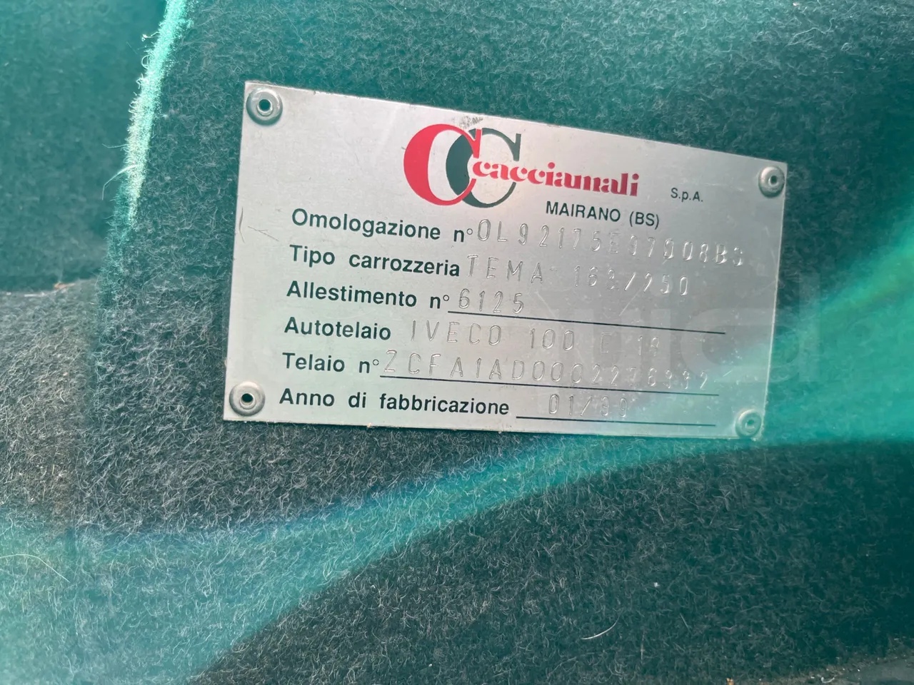 Iveco Cacciamali Tema 163/2 - EUR2 - 130kW - 9.195m - chassis VIN photo (mandatory  for bus to scrap)