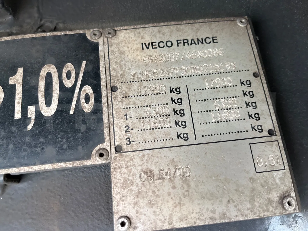 Iveco Crossway CBLE4/00 - EUR6 - 265kW - 12.965m - vehicle plate photo