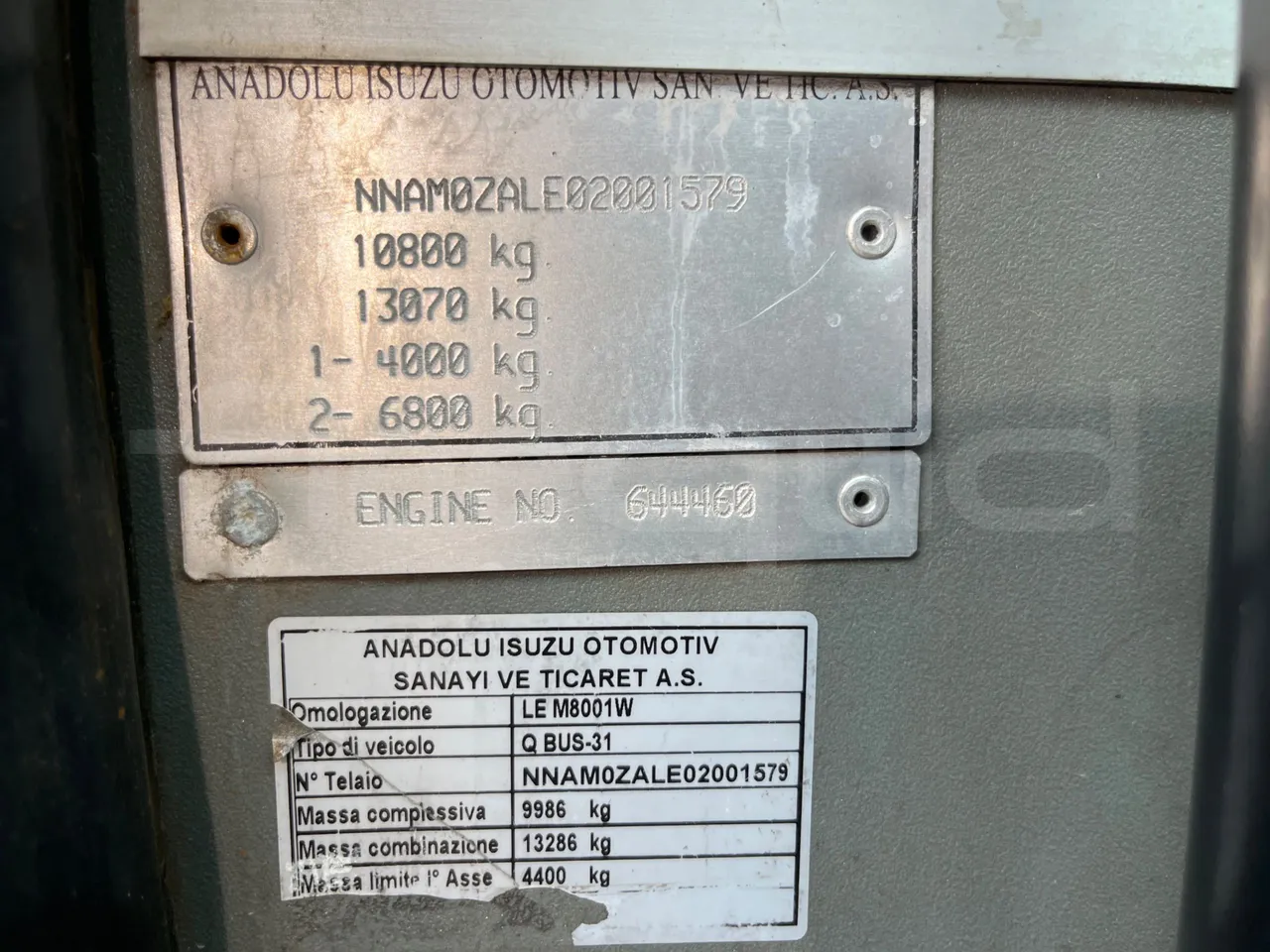 Isuzu Turquoise Anadolu - Euro4 - 140kw - 7.670mt - chassis VIN photo