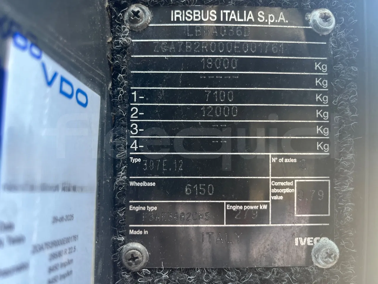 Iveco 389 - vehicle plate photo