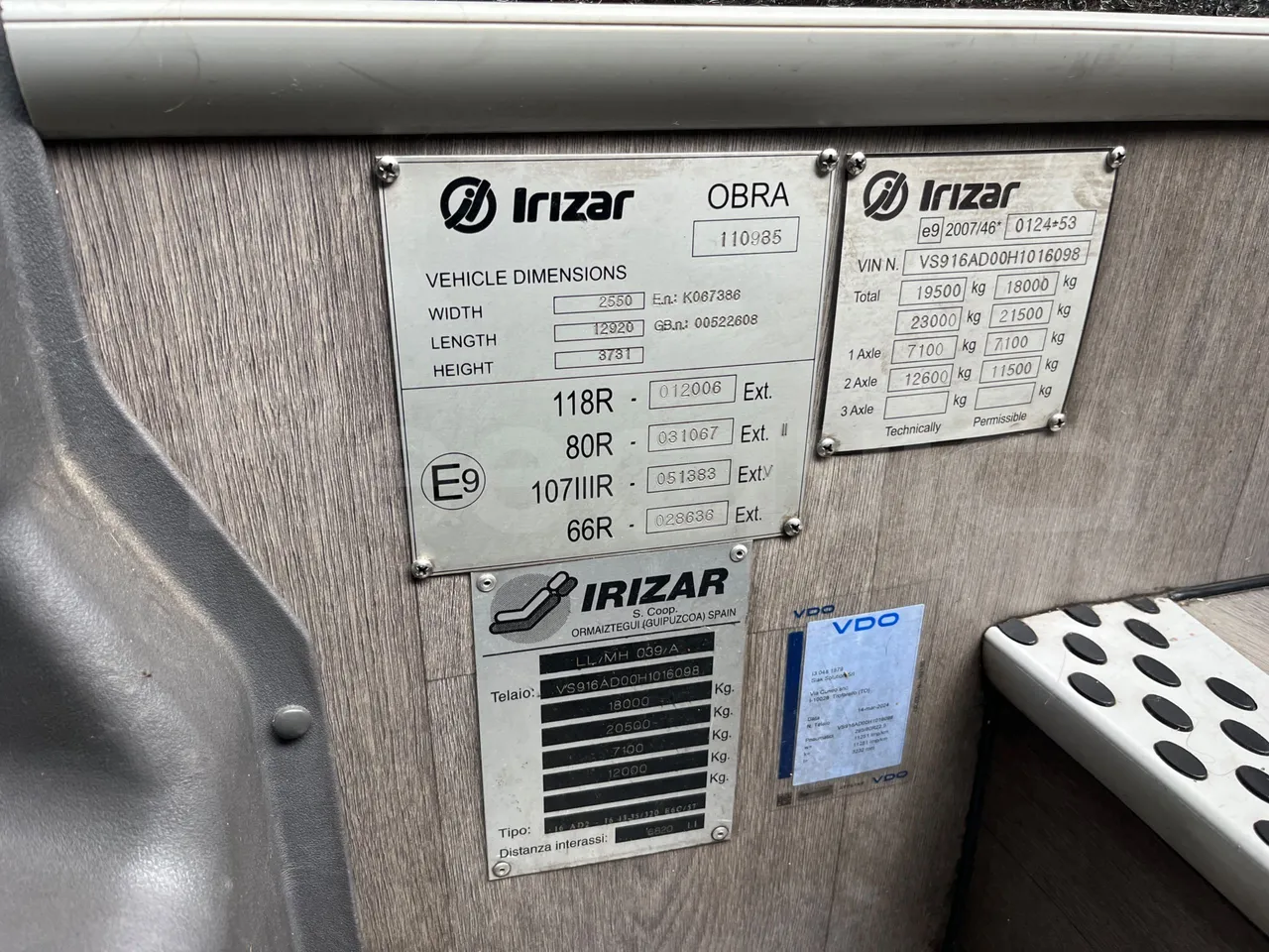 Irizar i6 13.35 - EUR6 - 320kW - 12.920m - chassis VIN photo