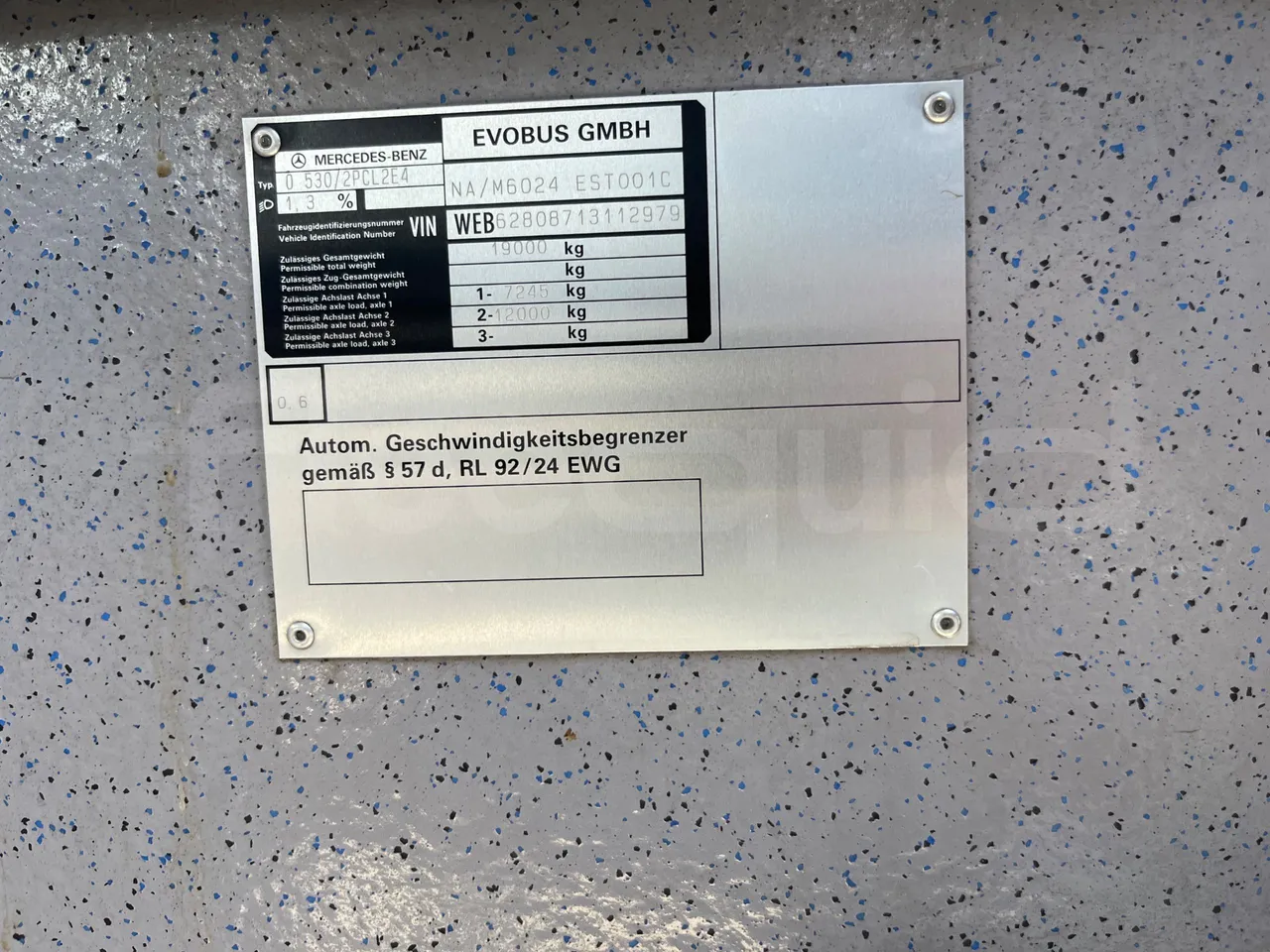 Mercedes-Benz Citaro O 530/2PCL2E4 - Euro 4 - 210 kW - 11,950 mt - vehicle plate photo