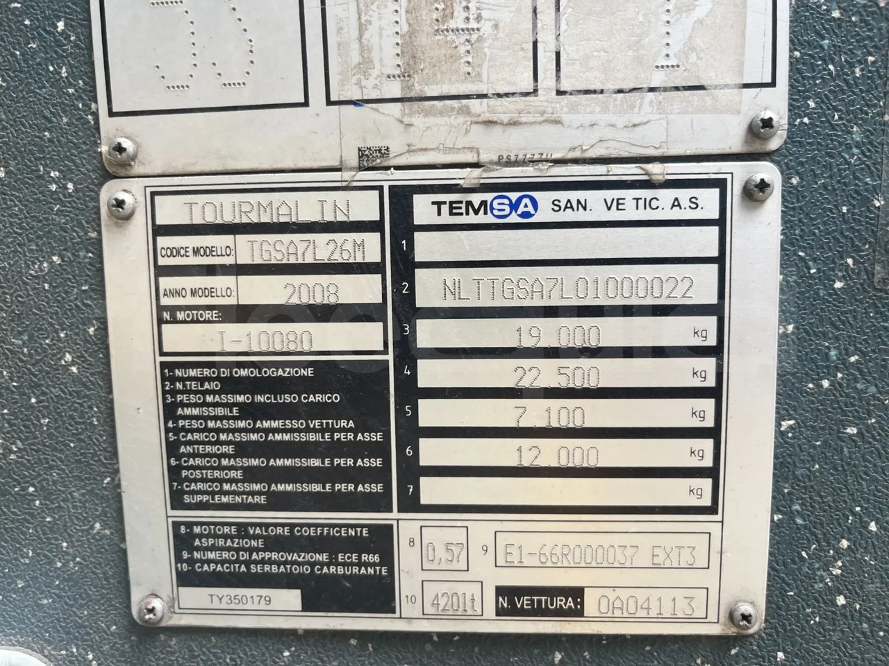 Temsa Tourmalin - vehicle plate photo