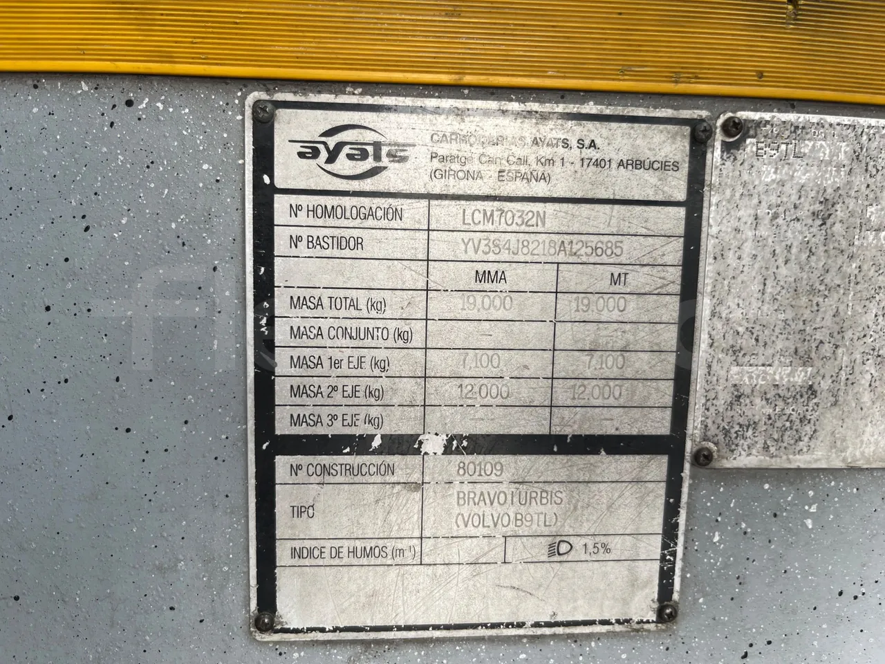 Volvo Bravo I City Ayats - EUR5 - 193kW - 11.95m - chassis VIN photo