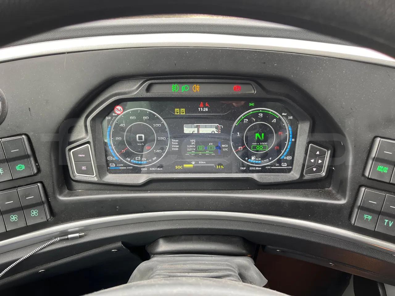 King Long C12E - Electric U1X - EUR6 - 350kW - 12.250m - dashboard lights on