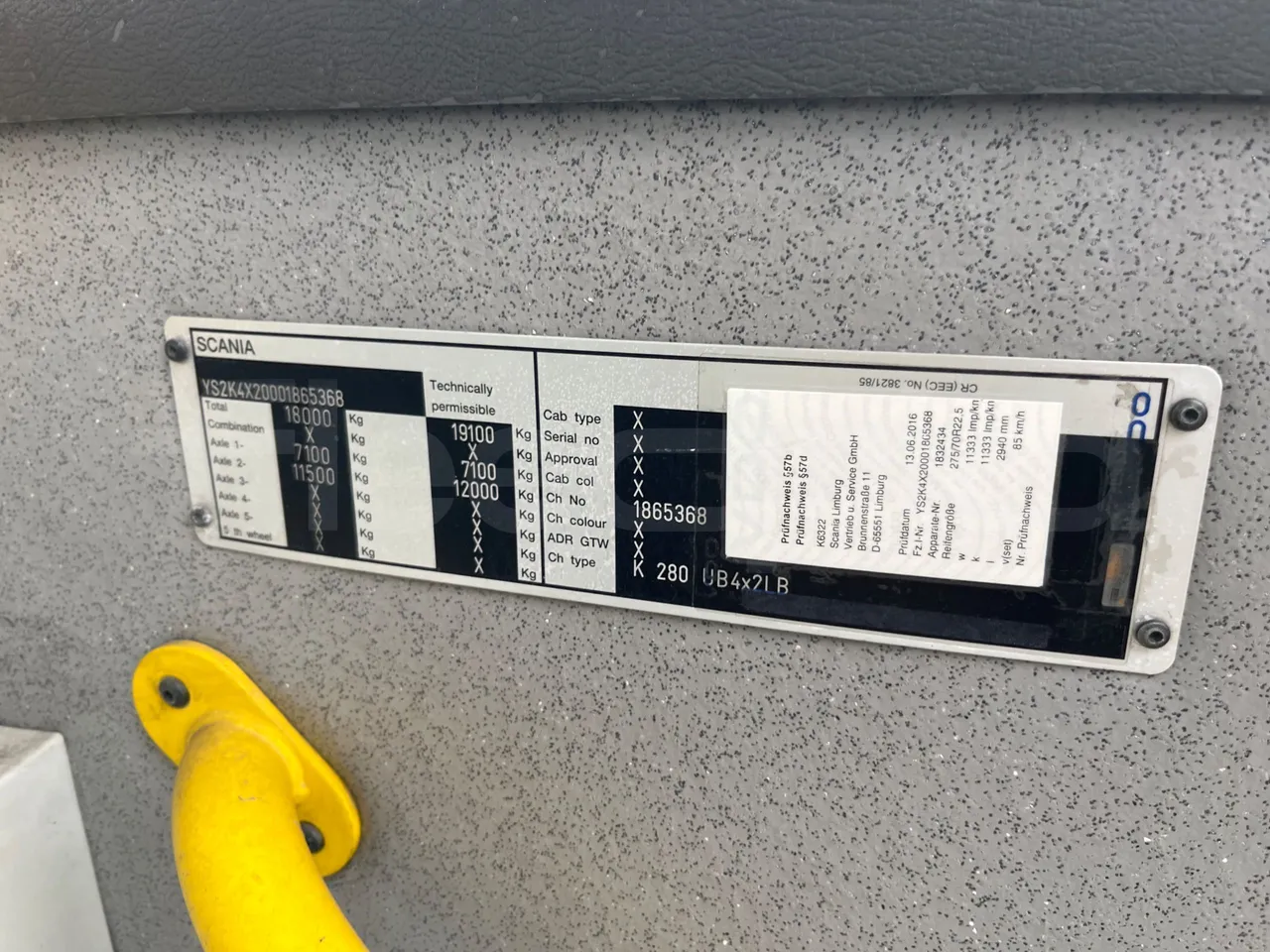 Scania Omnilink 12.00 -EUR5-206kW -12.000m - vehicle plate photo