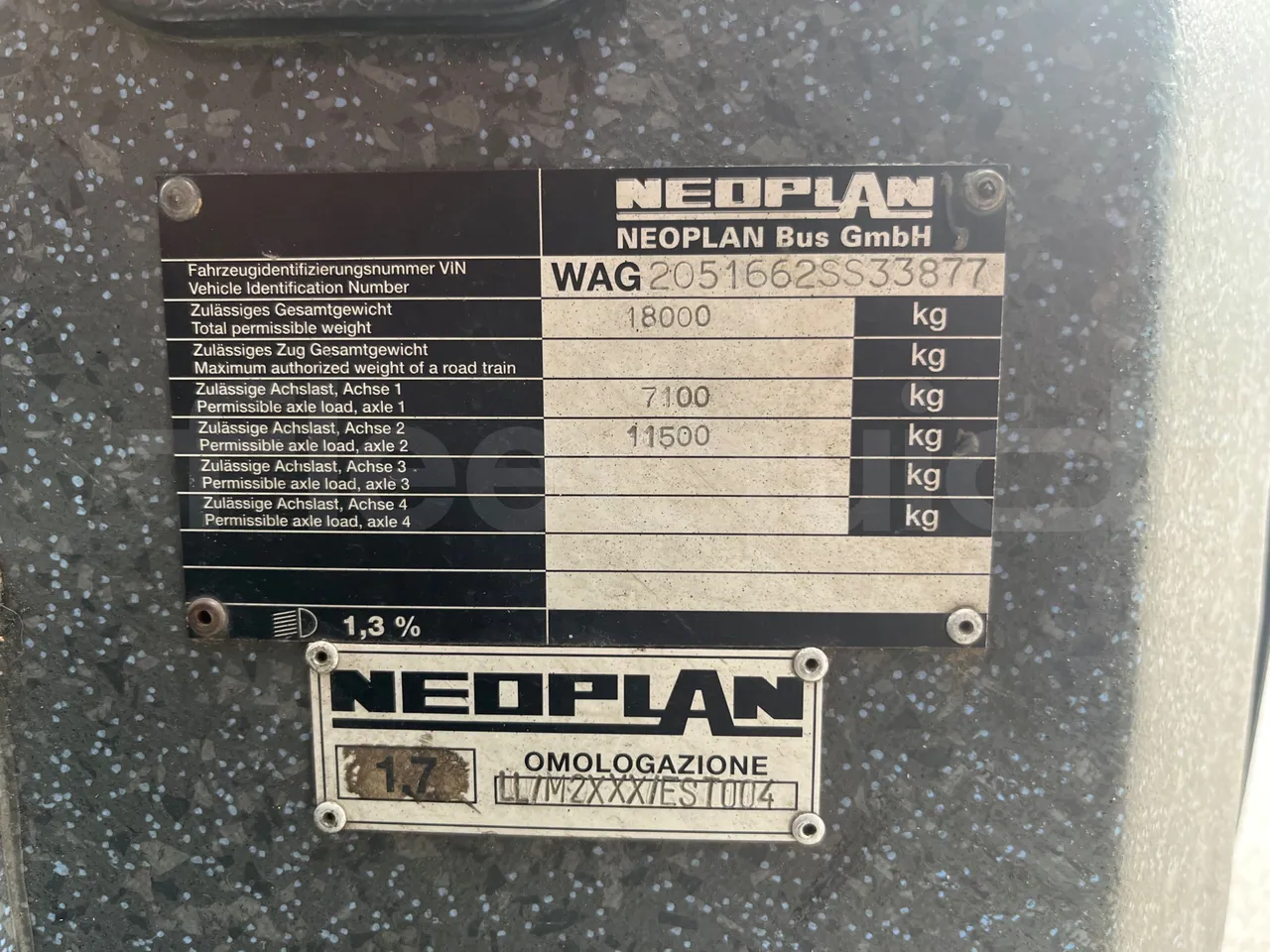 Neoplan Starliner N516SHD - EUR3 - 338kW - 12m - chassis VIN photo