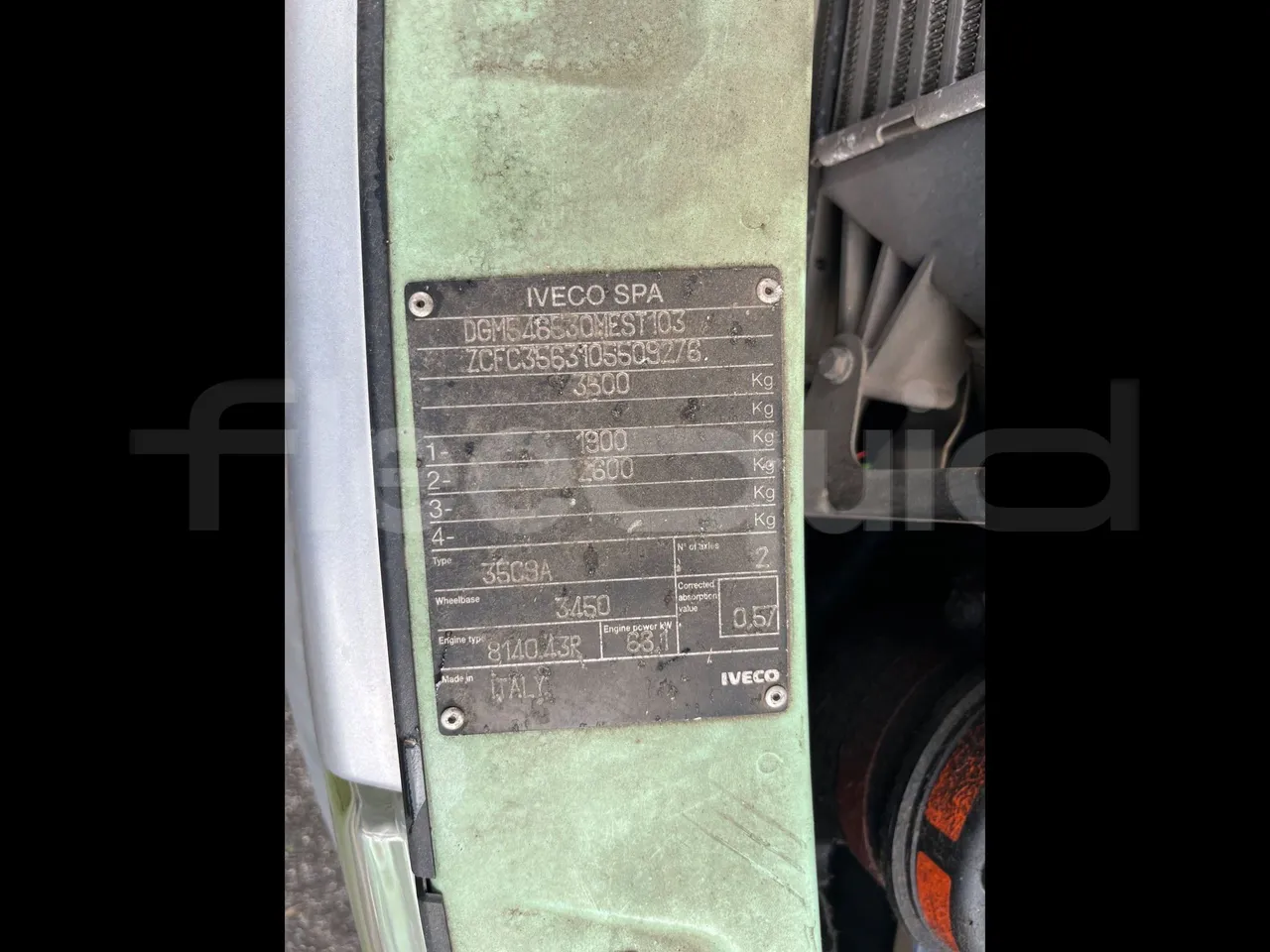 Iveco Bontempi 35C9A/ Euro 3 - 66.10 Kw - 6,248 Mt - chassis VIN photo (mandatory for bus to scrap)