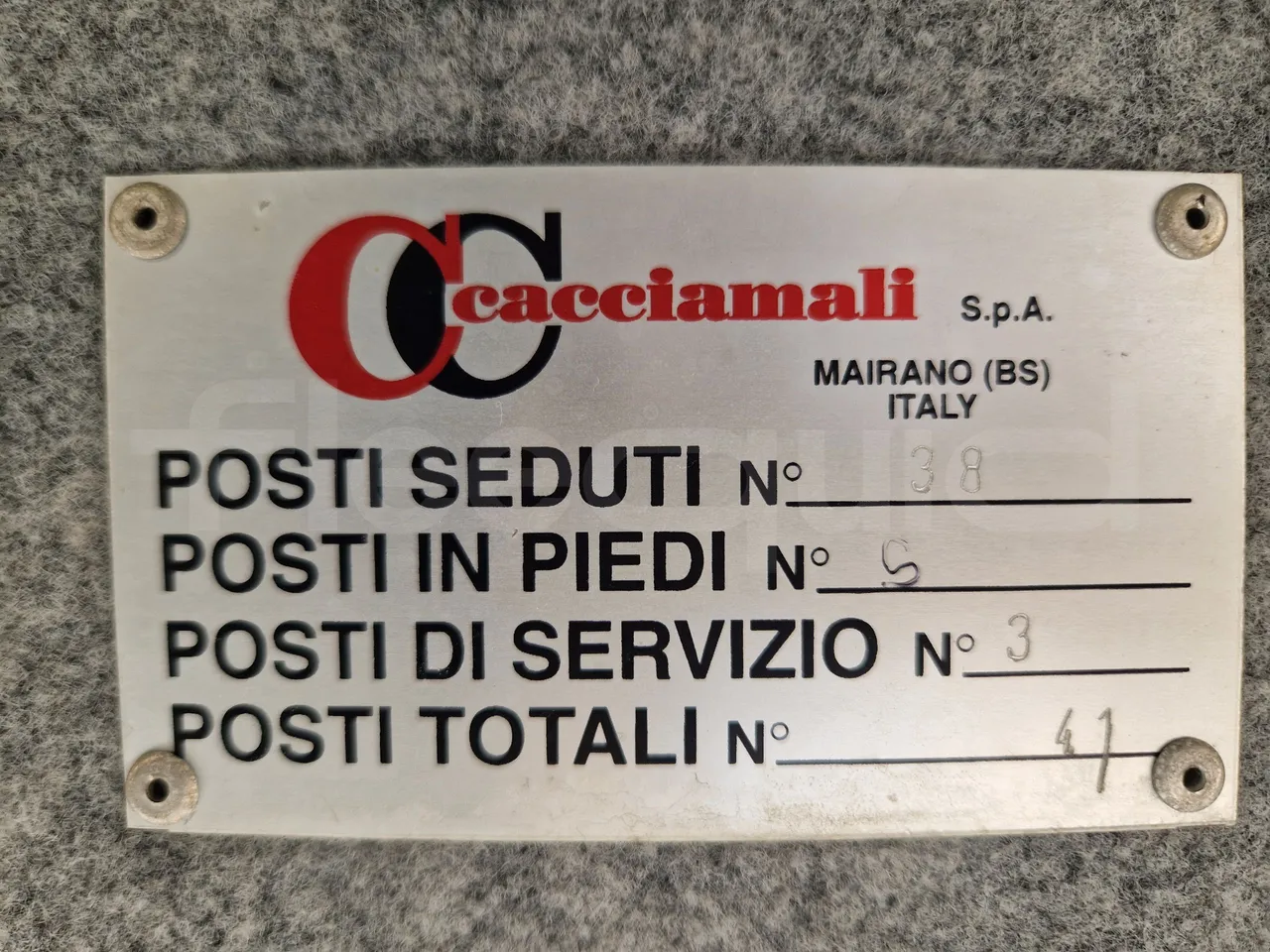 Iveco Cacciamali 65C15/70-EUR3 -107 Kw - 7,92 Mt - seat plate photo