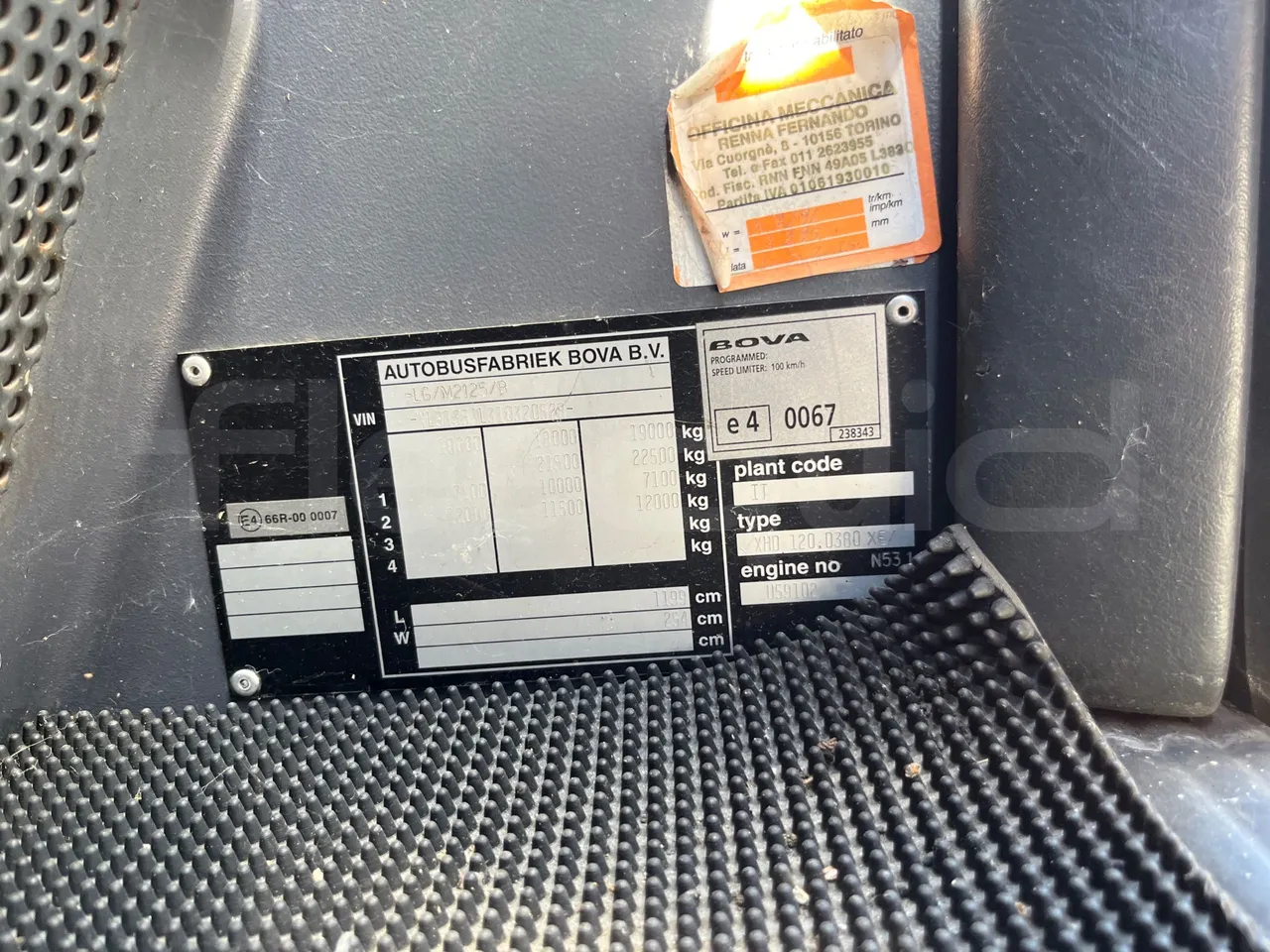 Bova B V Magiq 12.380 - EUR3 - 280kW - 12m - chassis VIN photo (mandatory for bus to scrap)