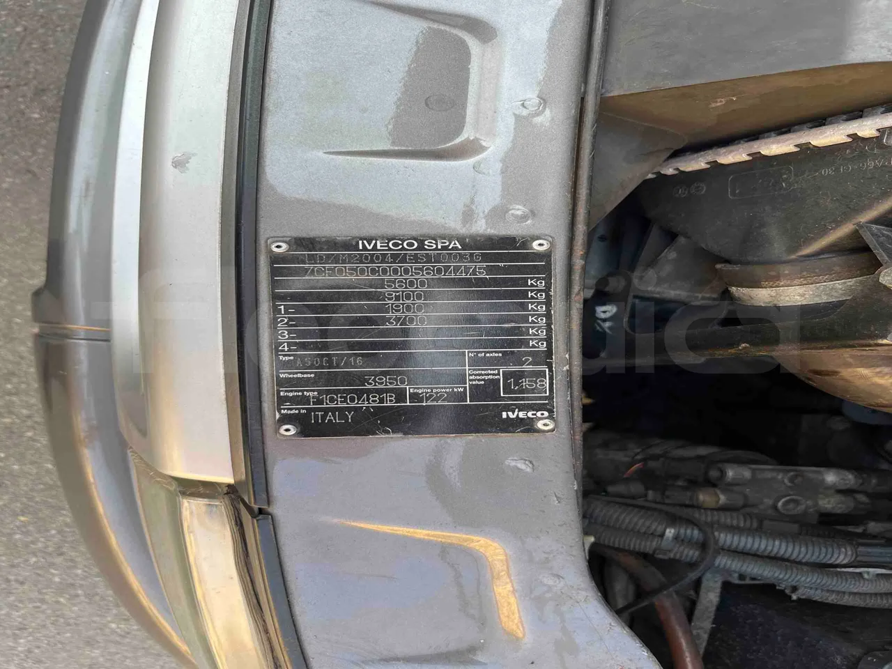 Iveco Daily A50CF/16 - EUR3 - 122kW - 6.948m - chassis VIN photo