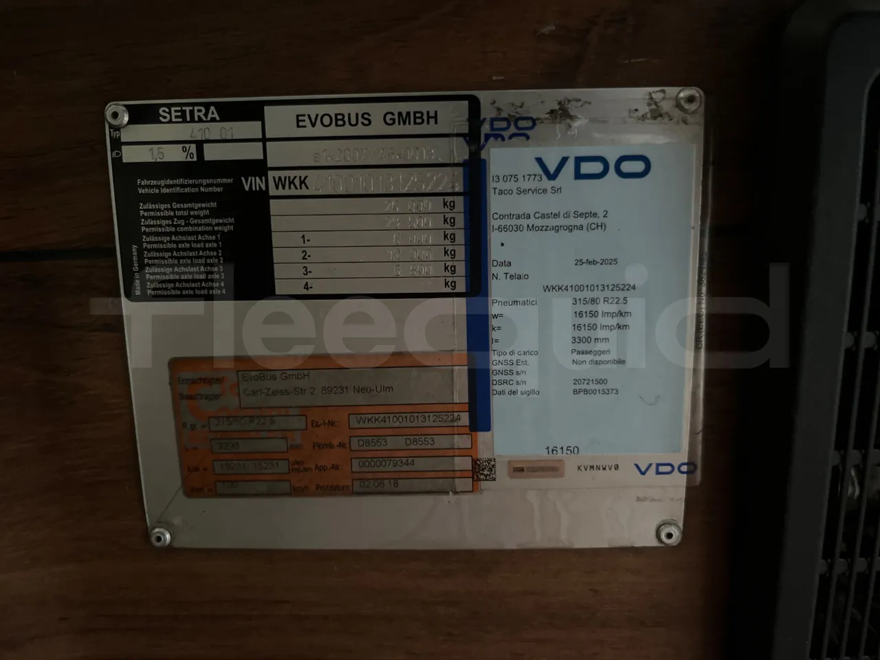 Setra S531 DT - EUR6 - 375kW - 14m - vehicle plate photo
