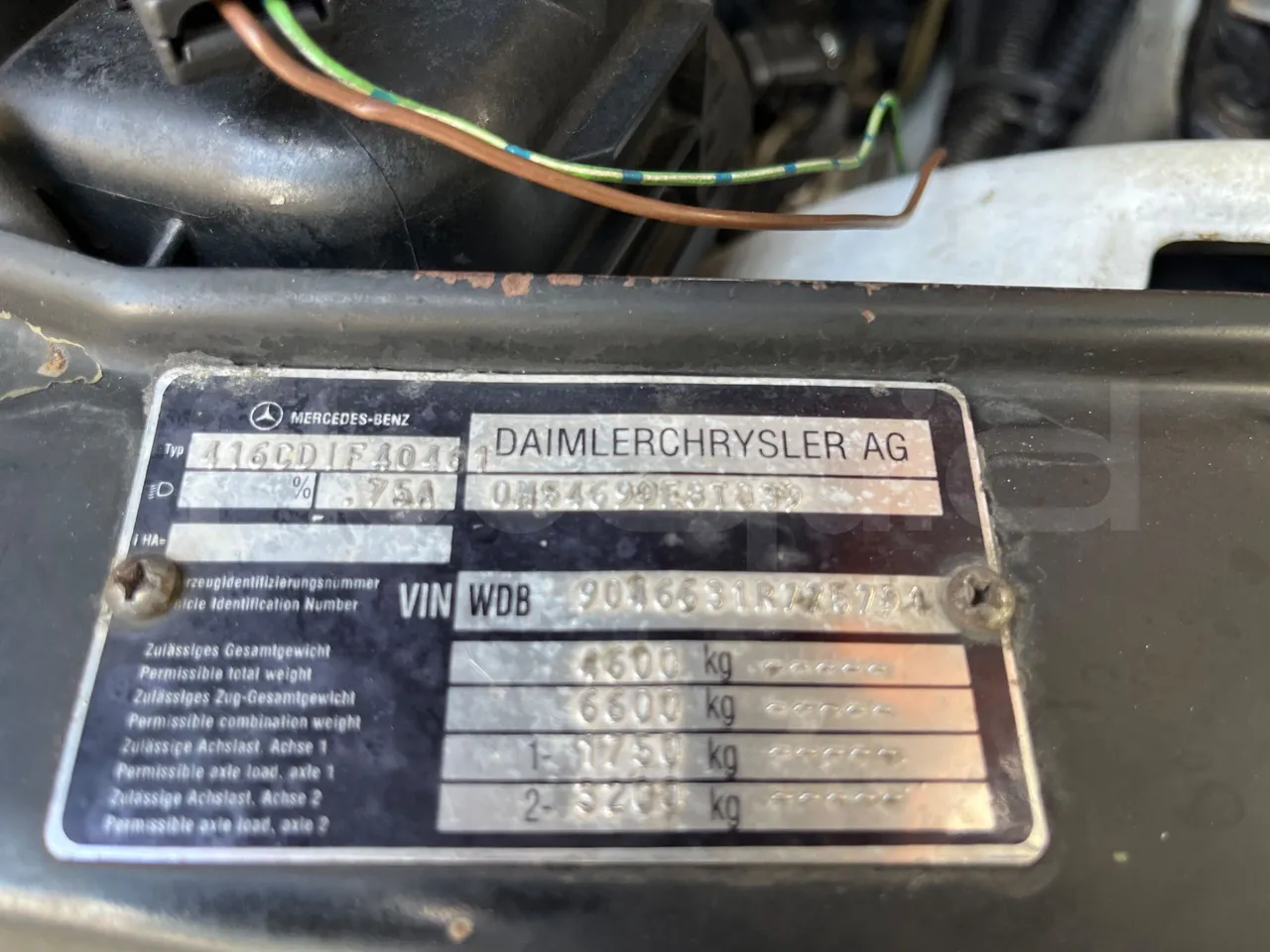 Mercedes-Benz Sprinter AGMB 416CDI/ Euro 3 - 115kW - 6.995 Mt - vehicle plate photo