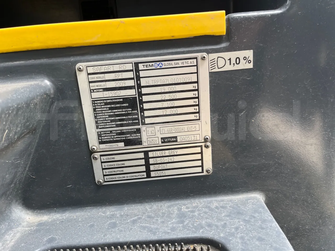 Temsa Safari RD R A T-I53 - Euro 5 - 266 kw - 12.200 mt - chassis VIN photo