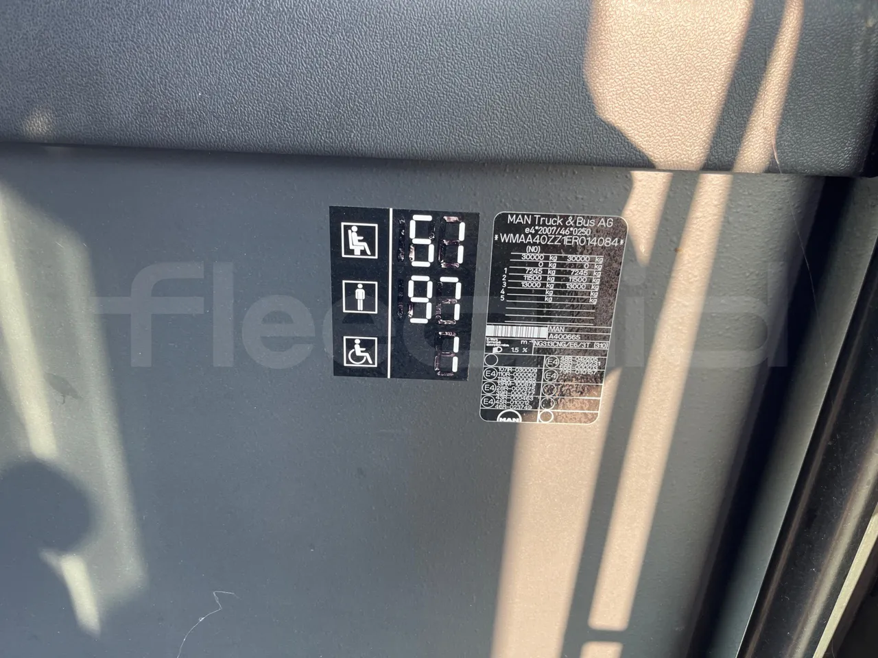 Man Lion's City GL A40 - Euro6 - 228kW - 18.750mt - vehicle plate photo