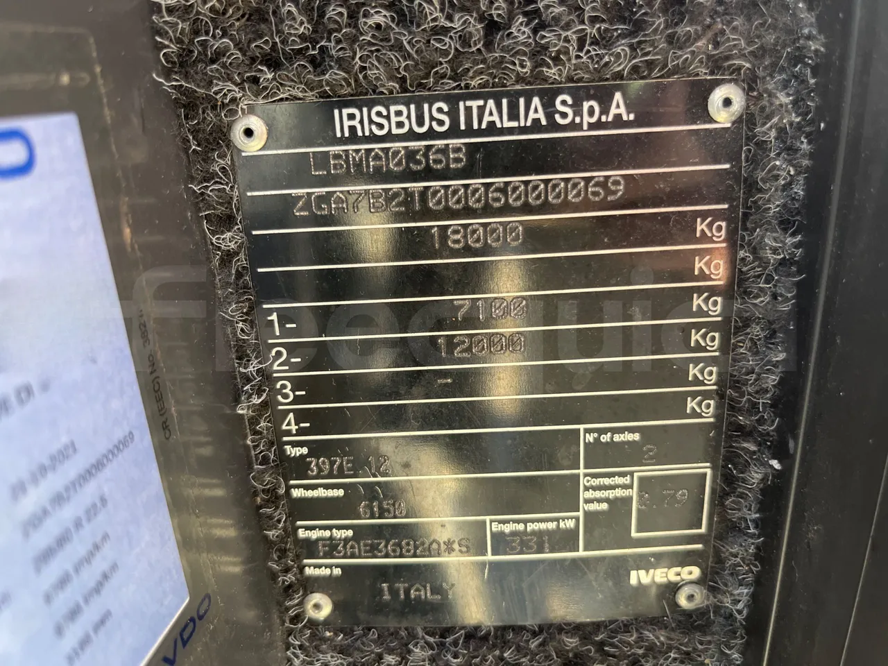 Irisbus 397E.12 LBMA036B-397E.12 - Euro5 - 331kW - 12.410mt - chassis VIN photo