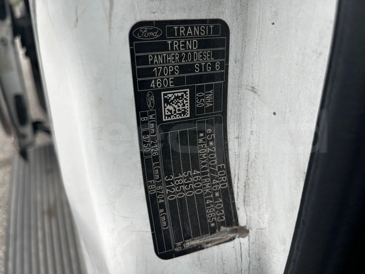 Ford Transit FBD - Euro 6 - 125 kW - 6.704 mt - vehicle plate photo