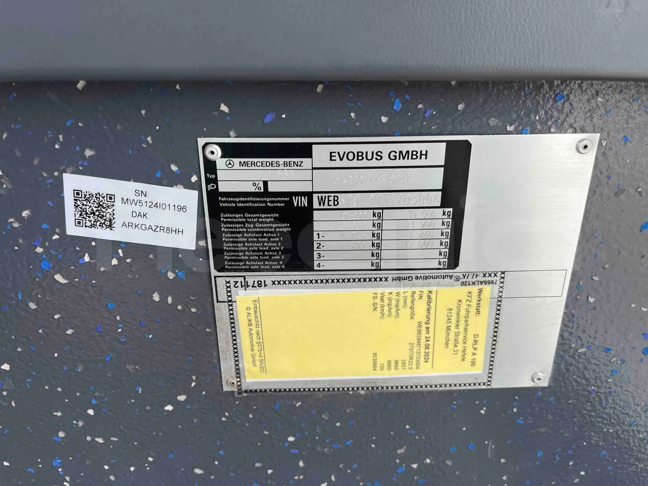 Mercedes-Benz Citaro O 530 628.02 - Euro 5 - 220 kW - 13.101 mt - vehicle plate photo