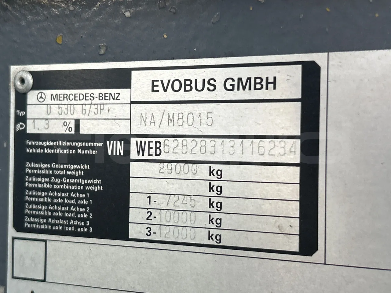 Mercedes-Benz O 530 G- 3P - Euro5 - 260kW - 17.940mt - vehicle plate photo